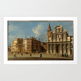 Canaletto (Giovanni Antonio Canal) - Campo Santa Maria Zobenigo, Venice (1730s) Art Print | Buildings, Painting, Oilpaintings, Venice, Cities, Oilpainting, Towers, Oiloncanvas 