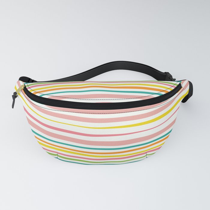Natural Stripes Pattern Colourful Spring Green Pink Yellow Teal Orange Fanny Pack