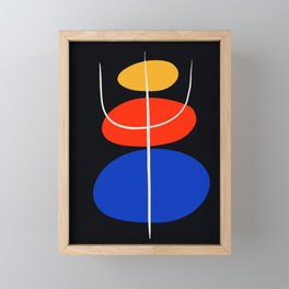 Abstract black minimal art with red yellow and blue Framed Mini Art Print