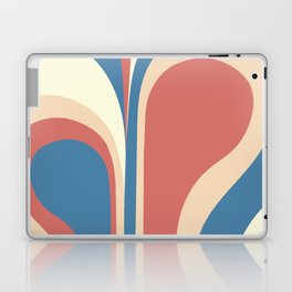 Retro Groovy Abstract Design in Celadon Blue, Light Yellow, Peach and Salmon Pink Laptop Skin