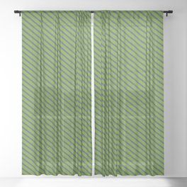 [ Thumbnail: Green and Dark Slate Gray Colored Lines Pattern Sheer Curtain ]