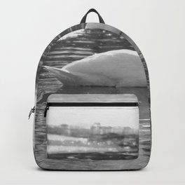 Black and White Swan Backpack | Lake, Lakes, Nature, Snow, Black And White, Rivers, Feathers, Swans, Digital, Winter 