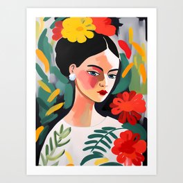 Floral Frida Kahlo Art Print