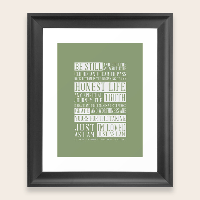 Love Warrior Glennon Doyle Quote In Green Framed Art Print By Munga Vision Society6