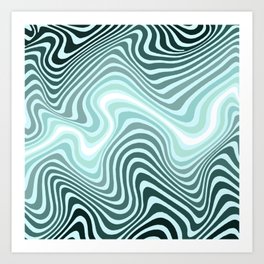 Optical Waves Aquamarine Art Print | Waves, Abstract, Optical, Flow, Carefuldisorder, 60S, Blue, 70S, Graphicdesign, Water 