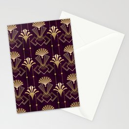 Art Deco Elegance Gold Decor On Red Velvet Stationery Card