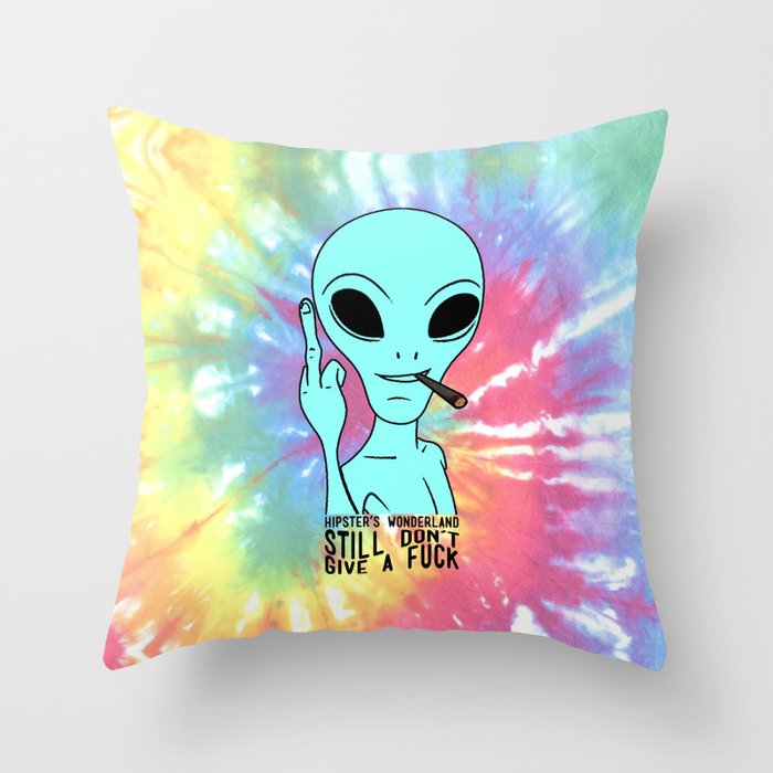 Alien Designs Alien Face Throw Pillow Multicolor 16x16 Alien Designs Alien Face Throw Pillow Multicolor 16x16