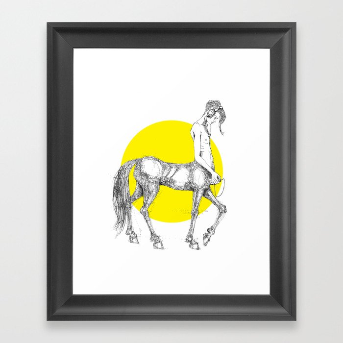 Young centaur with headphones and mp3 player Framed Art Print