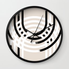 Abstract Stripped Arches in Black and White Wall Clock