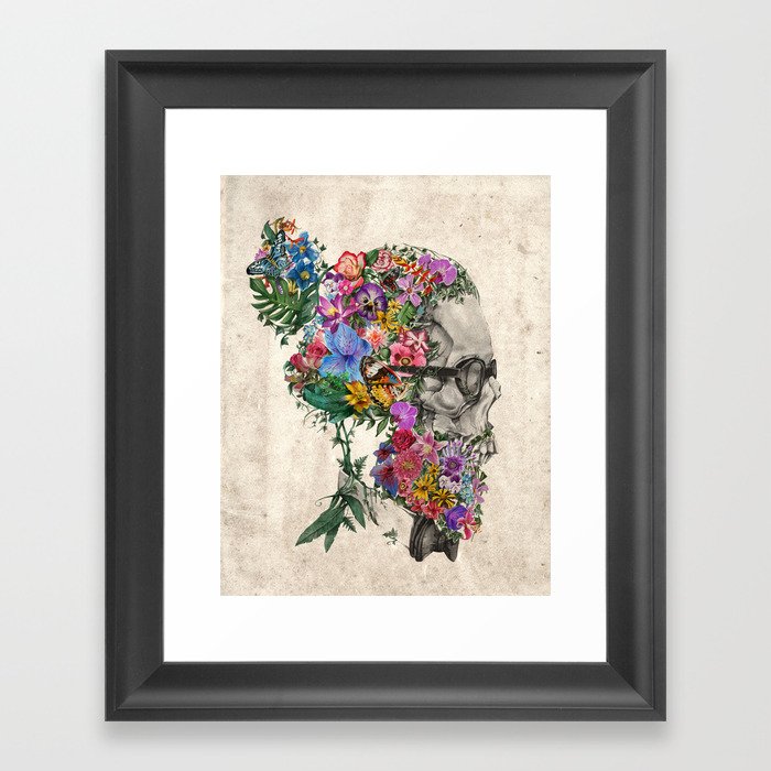hipster floral skull Framed Art Print