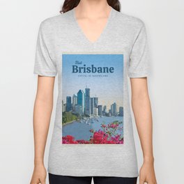 Visit Brisbane V Neck T Shirt