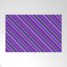 [ Thumbnail: Purple, Dark Slate Gray, and Dark Violet Colored Lines Pattern Welcome Mat ]