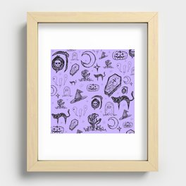 Halloween Doodles in Light Purple Recessed Framed Print