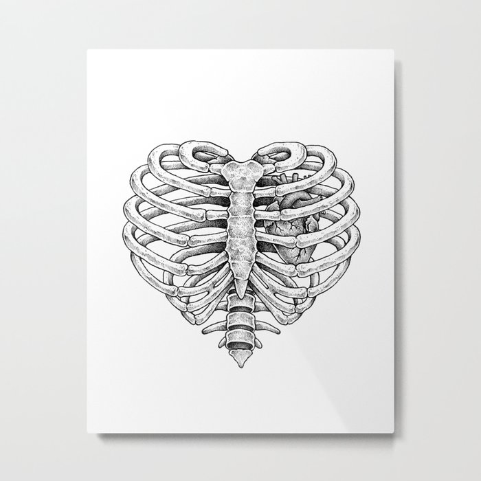 Rib Cage Heart Metal Print