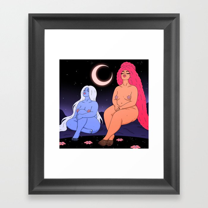 Moon Bathing Framed Art Print