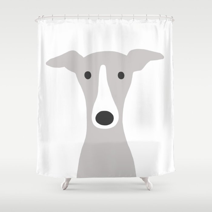 Cute Greyhound, Italian Greyhound or Whippet Cartoon Dog Shower Curtain