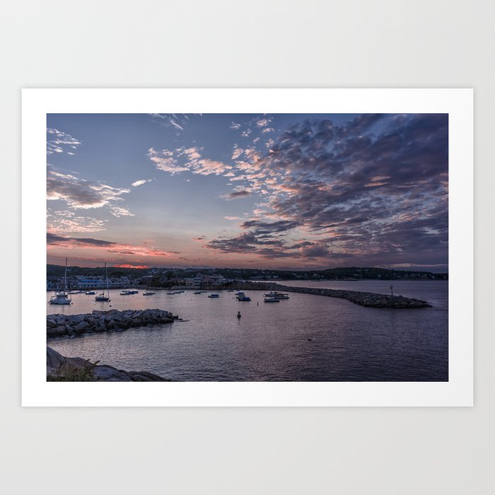 Sunset over Rockport Harbor Art Print