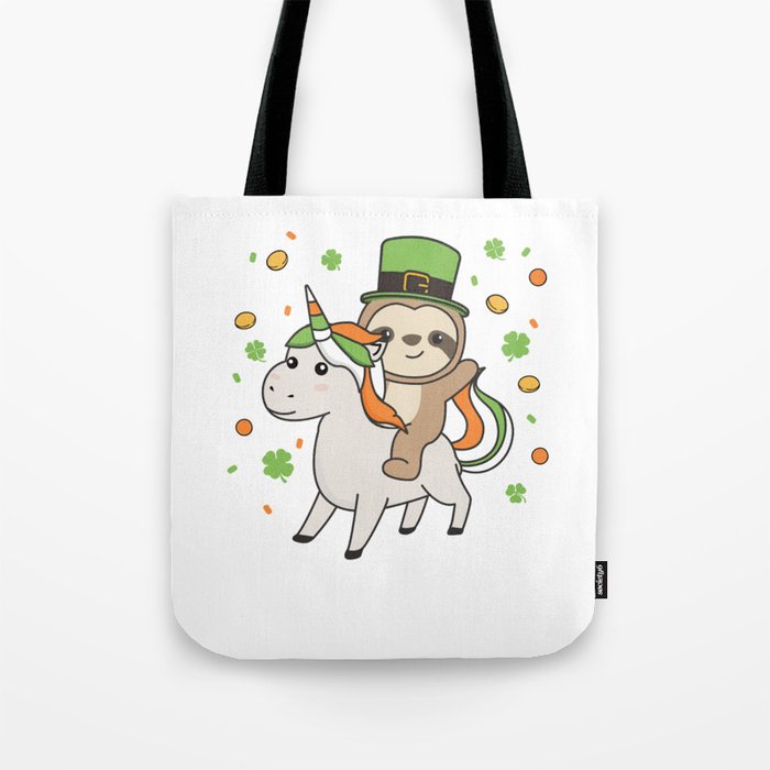 Sloth With Unicorn St. Patrick's Day Ireland Tote Bag