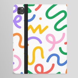 Colorful abstract line squiggle doodle pattern iPad Folio Case