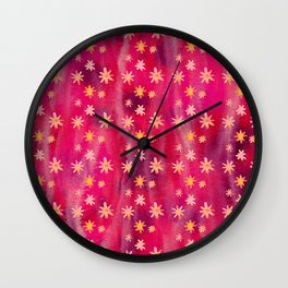Floral/Space Abstract Watercolor | Vintage (Ruby Red) Wall Clock