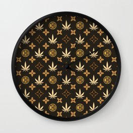 Marijuana tile pattern. Digital Illustration background Wall Clock