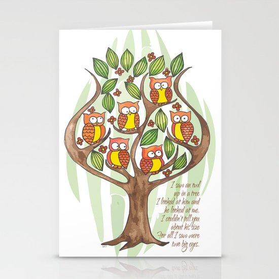 Owl Tree Stationery Cards