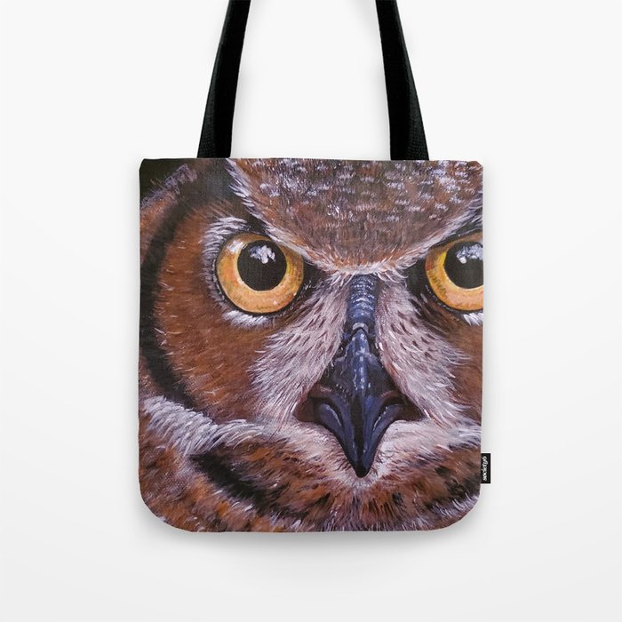 Great Horned Owl Face Bird Animal Print Tote Bag