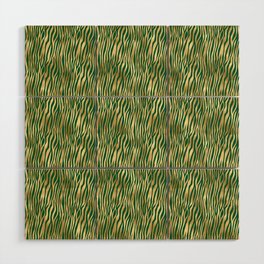 Green Gold Zebra Skin Print Pattern Wood Wall Art