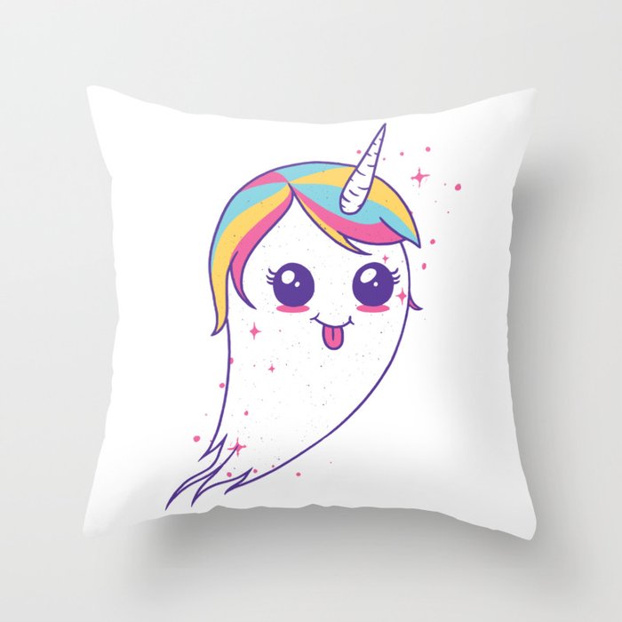 Cute Unicorn Ghost Throw Pillow