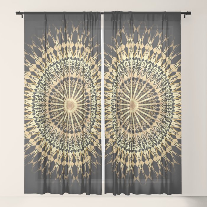 Black Gold Mandala Sheer Curtain By Ninabaydur Society6