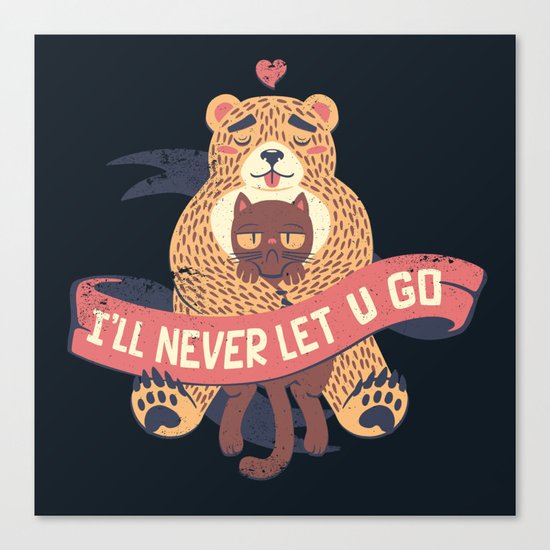 Ill Never Let You Go Bear Love Cat Canvas Print