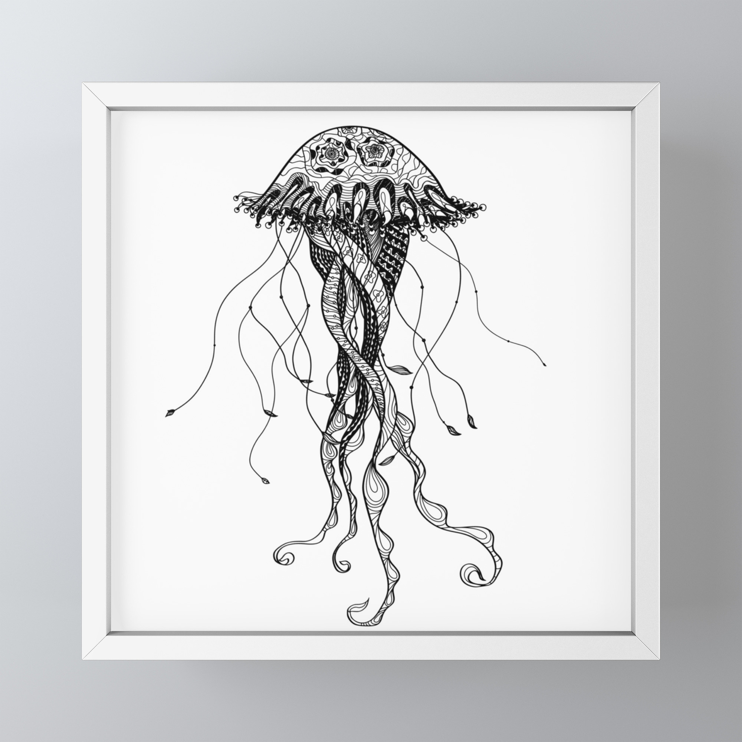 Black And White Jellyfish Illustration Framed Mini Art Print By Artonwear Society6 Black And White Jellyfish Illustration Framed Mini Art Print By Artonwear Society6
