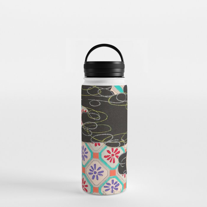 Abstract Geometric Pattern Vintage Japanese Print Water Bottle