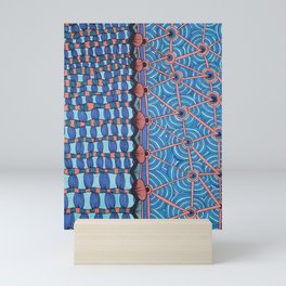 Blue and Salmon Pattern Mini Art Print