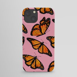 Monarch Butterfly Pattern-Pink iPhone Case