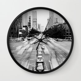 Cityscape (Black and White) Wall Clock | Cityscape, Traffic, Skyscrapers, Cities, Black and White, Metro, City, Buildings, Blackandwhite, Cityview 