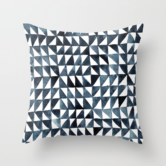 Triangle Grid slate blue Throw Pillow
