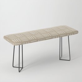 Minimalist Weave Grid Pattern (white/tan) Bench