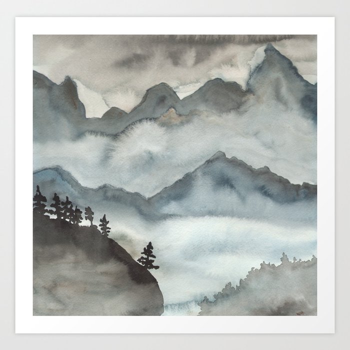 Misty Mountains Art Print By Bluedogrose Society6 Misty Mountains Art Print By Bluedogrose Society6