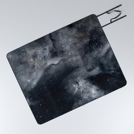 Black White Galaxy Nebula Painting Picnic Blanket