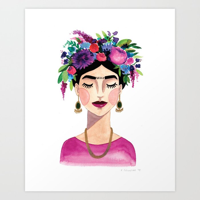Floral Frida - Pink Art Print