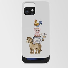 Watercolor Farm Animals Stacked iPhone Card Case
