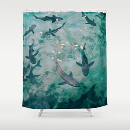 Shoal of Sharks (Color) Shower Curtain