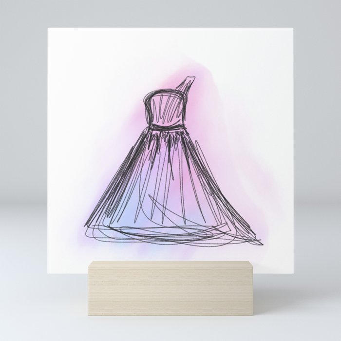 Scribble Art Dress Mini Art Print
