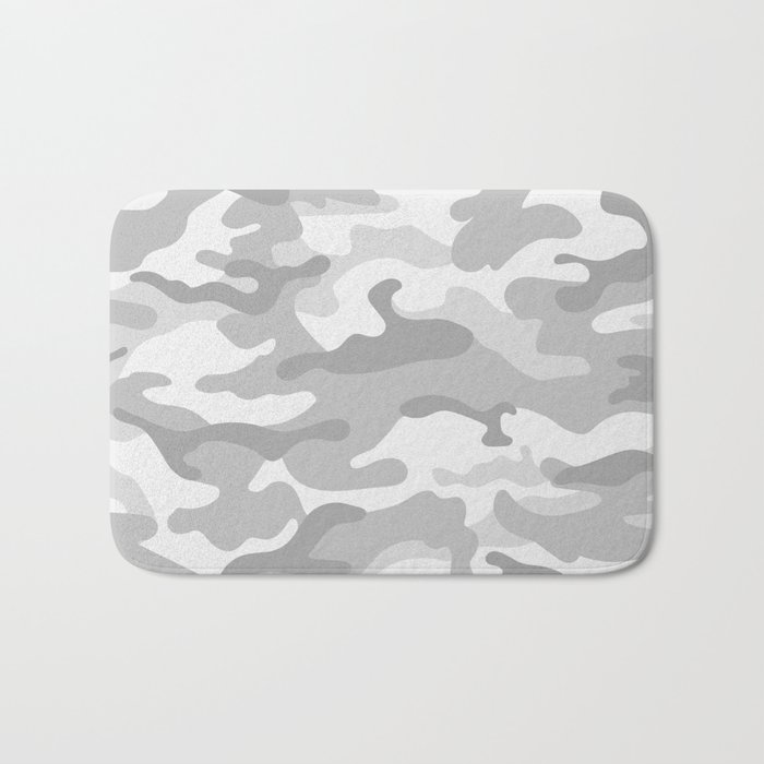 Camouflage Grey And White Bath Mat
