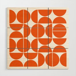 Mid Century Modern Geometric 04 Orange Wood Wall Art
