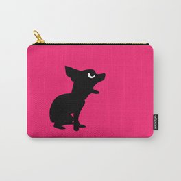 Angry Animals: Chihuahua Carry-All Pouch | Black, Puppy, Angry, Barking, Graphicdesign, Minimal, Bark, Angryanimals, Dog, Cartoon 
