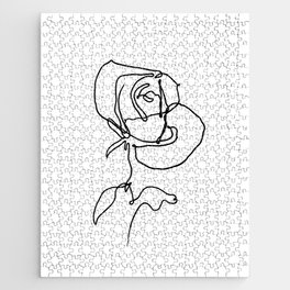 Rose leaves one line art Jigsaw Puzzle