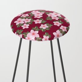 Watercolor Cherry Blossoms (Sakura) Red Counter Stool