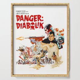 Danger Diabolik - 1968 Illustrated Vintage Movie Poster Serving Tray